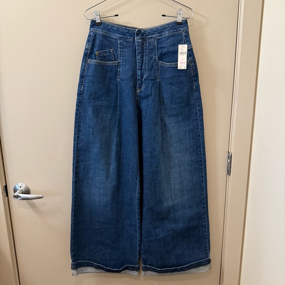 Pilcro Anthropologie NWT The Emory Pleated High-Rise Wide-Leg Jeans size 26 blue - Picture 2 of 9